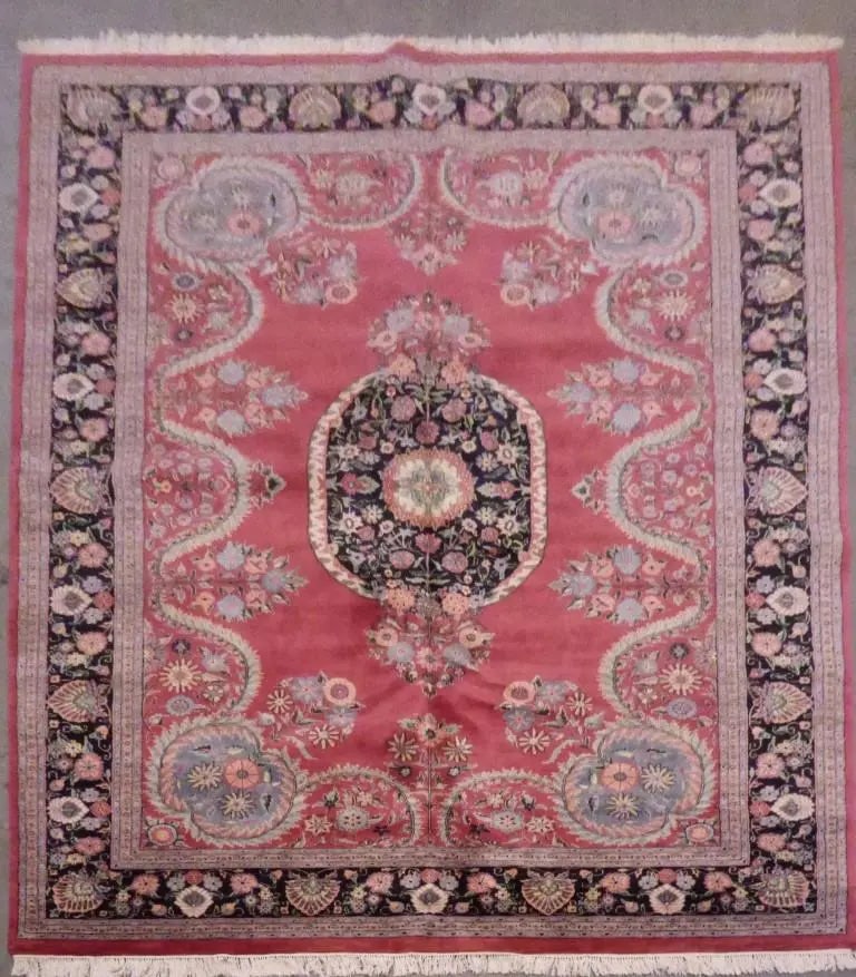 One Of The Kind Indian Hand-Knotted Rug 8'9'' X 11'9": ABC Rugs Kilims Collection Indian Hand-Knotted Natural Wool And Cotton Oriental Rug From Agra 8'9'' X 11'9 (Abcr02878) (Gr15197) (Red, Brown) Hand knotted and meticulously crafted by Indian artisans, 
