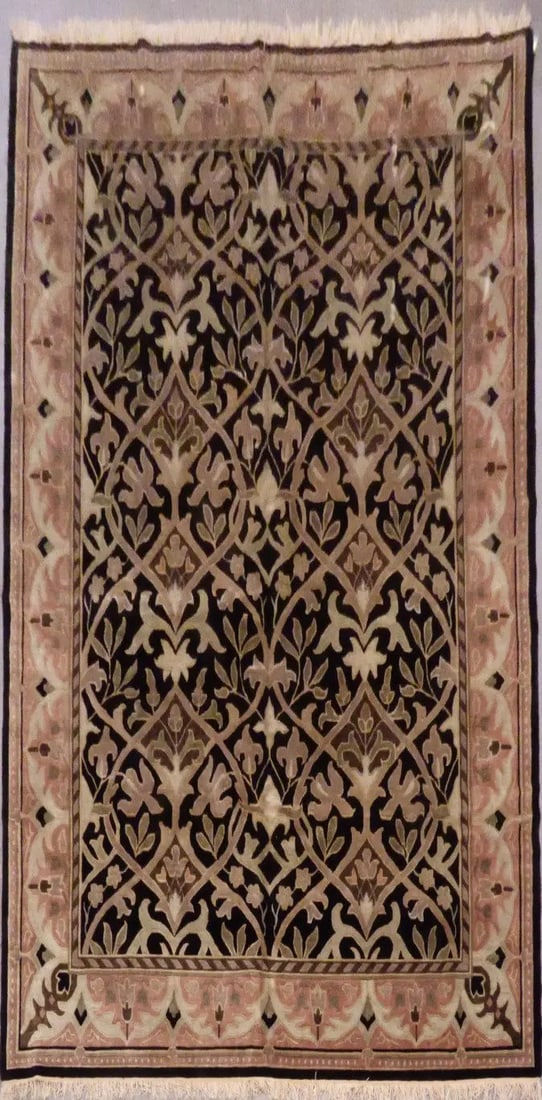 One Of The Kind Indian Hand-Knotted Rug 8'9'' X 11'8": ABC Rugs Kilims Collection Indian Hand-Knotted Natural Wool And Cotton Oriental Rug From Agra 8'9'' X 11'8 (Abcr0713) (Gr15101) (Black, Brown) Hand knotted and meticulously crafted by Indian artisans,