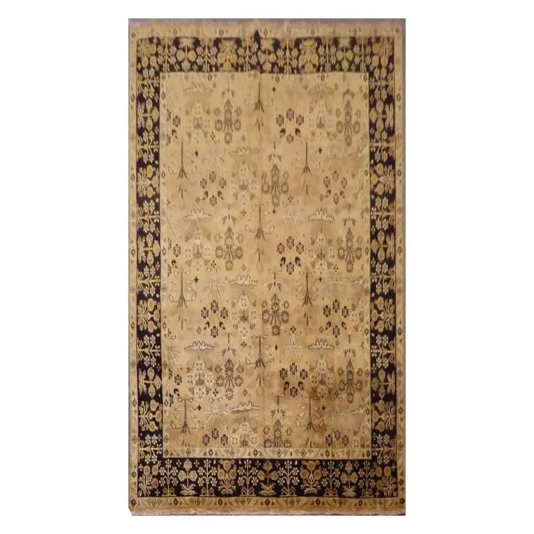 One Of The Kind Indian Hand-Knotted Rug 8'2'' X 7'10": ABC Rugs Kilims Collection Indian Hand-Knotted Natural Wool And Cotton Oriental Rug From Agra 8'2'' X 7'10 (Abcr0732) (Camel, Brown) Hand knotted and meticulously crafted by Indian artisans, this stun