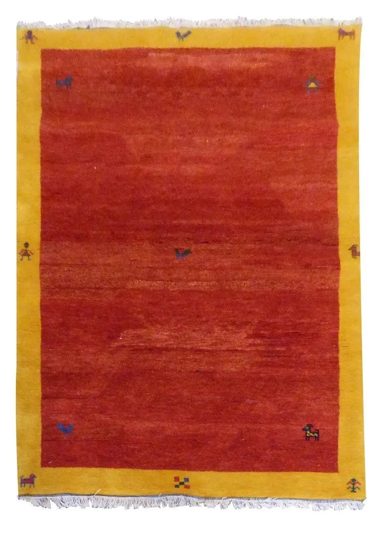 One Of The Kind Indian Hand-Knotted Gabbeh Rug 7'9" X 5'6" (1 of 1)