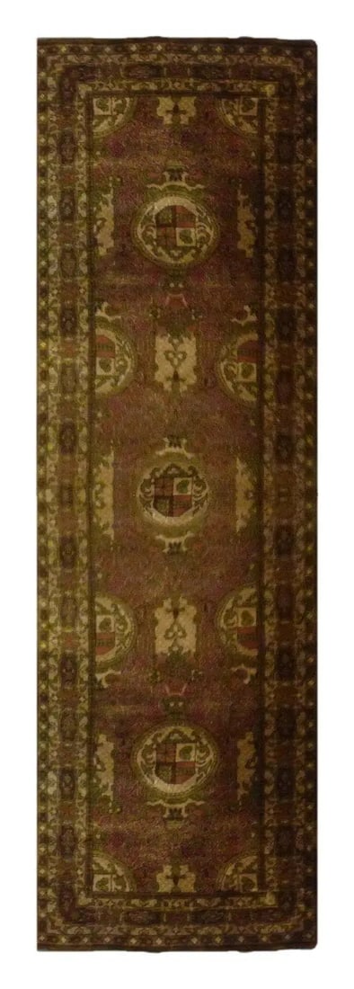 One Of The Kind Indian Hand-Knotted Rug 9'8" X 2'6": ABC Rugs Kilims Collection Indian Agra Hand-Knotted Rug Made With Natural Wool & Cotton 9'8 X 2'6 (Abc0) (Brown) Hand knotted and meticulously crafted by Indian artisans, this stunning Indian Hand