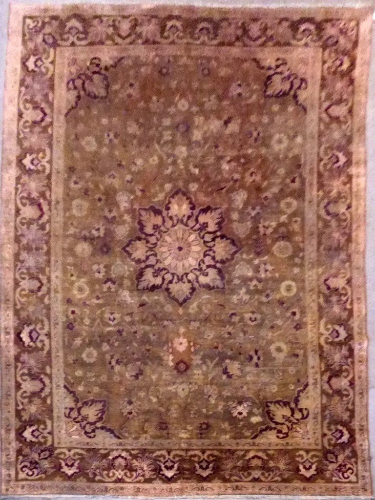 One Of The Kind Indian Hand-Knotted Rug 7'8" X 10'4'': ABC Rugs Kilims Collection Indian Agra Hand-Knotted Rug Made With Natural Wool & Cotton 7'8 X 10'4'' (Abc0020331) (Brown) Hand knotted and meticulously crafted by Indian artisans, this stunning In