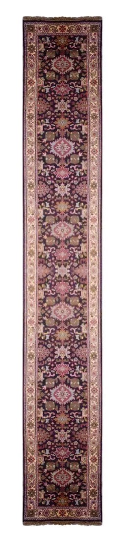 One Of The Kind Indian Hand-Knotted Rug 19'9" X 2'6": ABC Rugs Kilims Collection Indian Hand-Knotted Rug Made With Natural Wool & Cotton 19'9 X 2'6 (Abc2716) (Brown, Rose) Hand knotted and meticulously crafted by Indian artisans, this stunning Indian