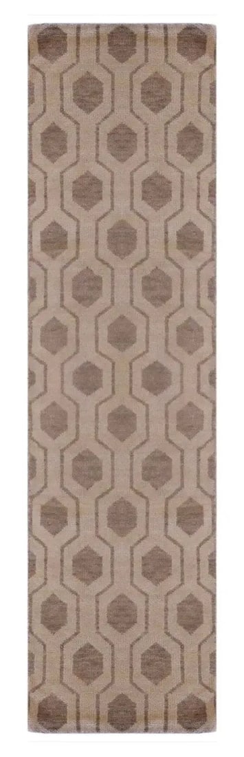 One Of The Kind Indian Modern Design Rug 9'10 X 2'6": ABC Rugs Kilims Collection Indian Hand-Knotted Rug Made With Natural Wool & Cotton 9'10 X 2'6 (Abc3121) (Beige, Brown) Hand knotted and meticulously crafted by Indian artisans, this stunning India