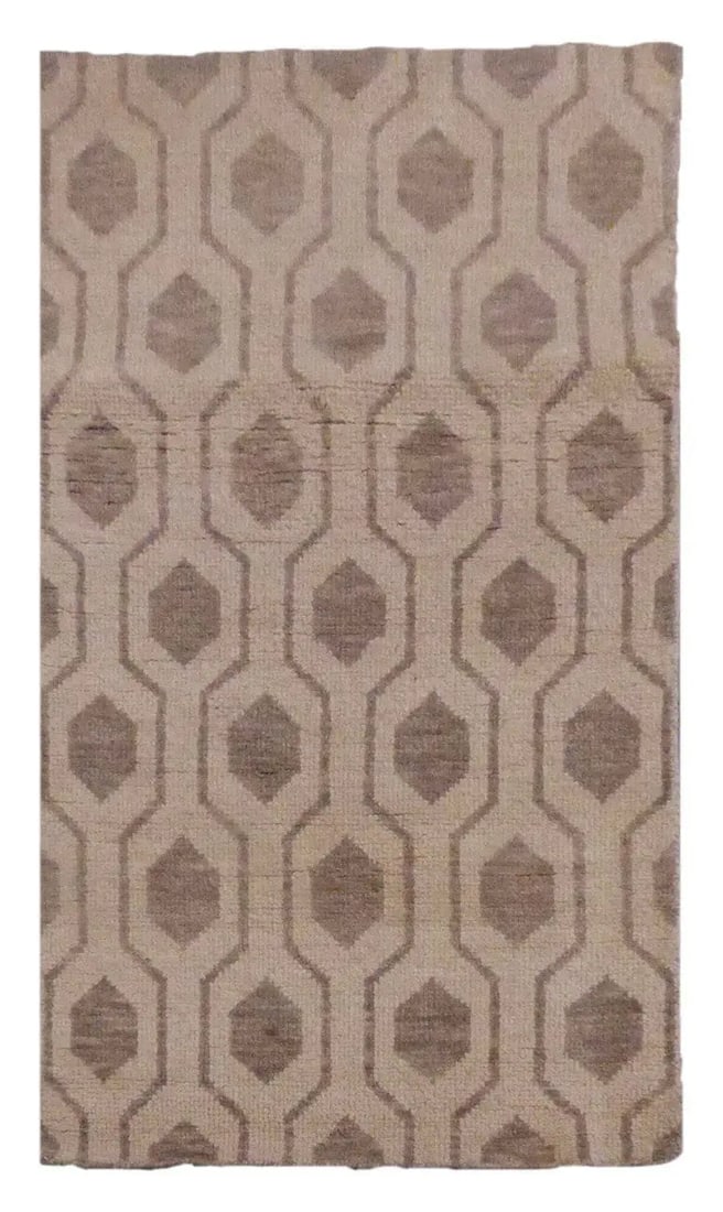One Of The Kind Indian Modern Design Rug 5' X 3': ABC Rugs Kilims Collection Indian Hand-Knotted Rug Made With Natural Wool & Cotton 5' X 3' (Abc6108) (Camel, Brown) Hand knotted and meticulously crafted by Indian artisans, this stunning Indian H