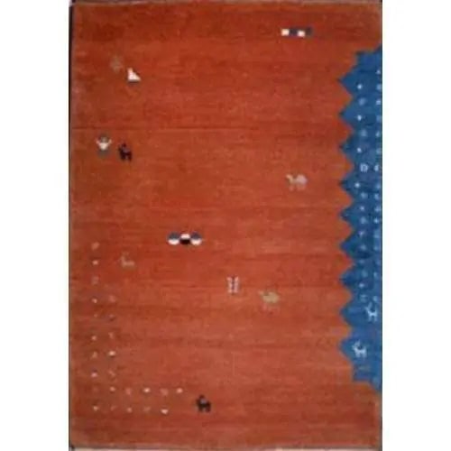 One Of The Kind Indian Hand-Knotted Gabbeh Rug 6'3" X 4'6": ABC Rugs Kilims Collection Home Collection Indo Nepal, India Style Oriental Hand-Knotted Rug With Natural Wool Area 6'3 X 4'6 Abcr02247 Hand knotted and meticulously crafted by Indian artisans, this s