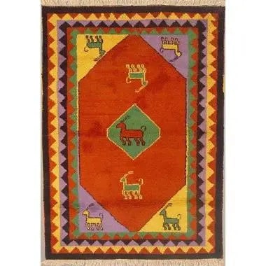One Of The Kind Indian Hand-Knotted Gabbeh Rug 4'6" X 6'5": ABC Rugs Kilims Collection Home Collection Indo Nepal, India Style Oriental Hand-Knotted Rug With Natural Wool Area 4'6 X 6'5 Abcr02454 Hand knotted and meticulously crafted by Indian artisans, this s