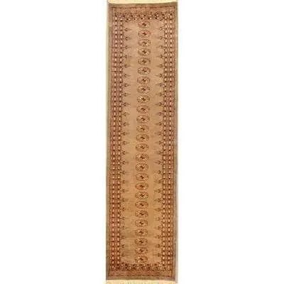 Hand Knotted One Of The Kind Peshawar And Khotan Rug 10'6" x 2'7" Pes_Kho_274: ABC Rugs Kilims Collection Pakistani Style Oriental Hand-Knotted Rug With Natural Wool Area 10'6 X 2'7 (Abcr02164) (Camel, Brown) Hand-knotted and meticulously crafted by Pakistani artisans, this stun