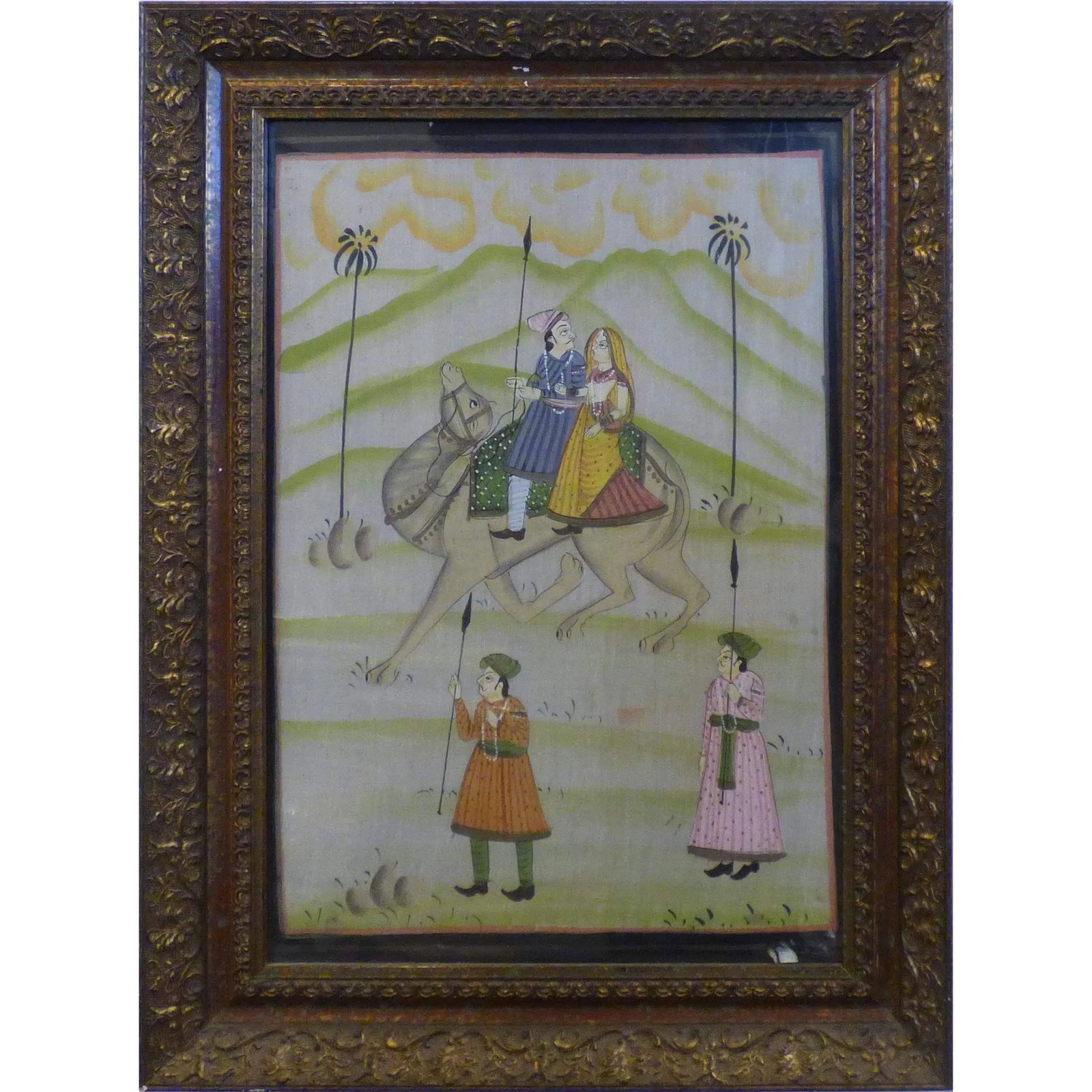 One Of The Kind High-Quality Traditional Fine Art Of Indian Painting On Silk 16" X 21" Abcp-15 (1 of 1)