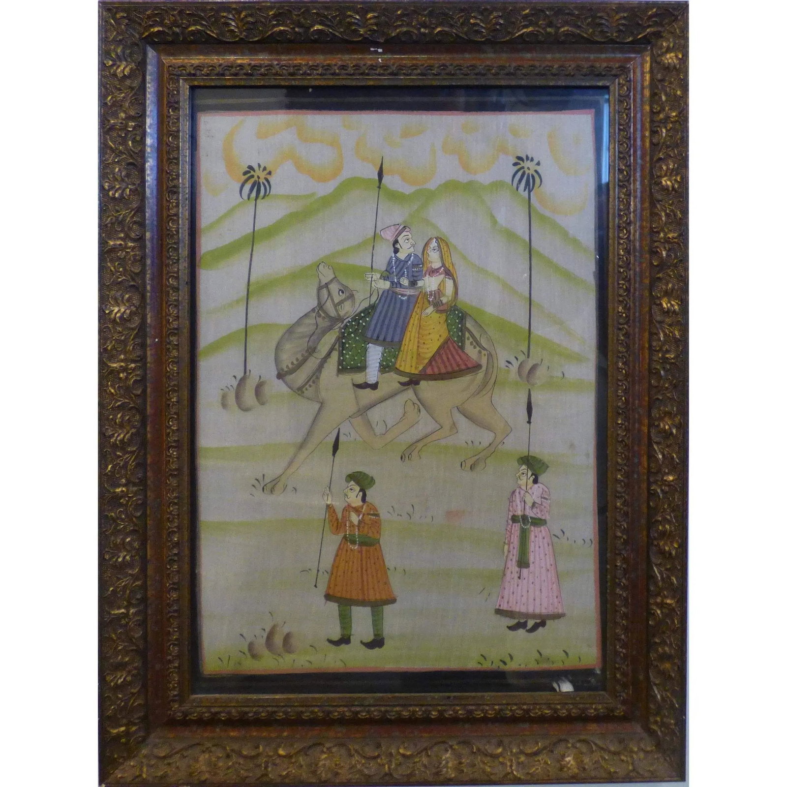 One Of The Kind High-Quality Traditional Fine Art Of Indian Painting On Silk 16" X 21" Abcp-12 (1 of 1)