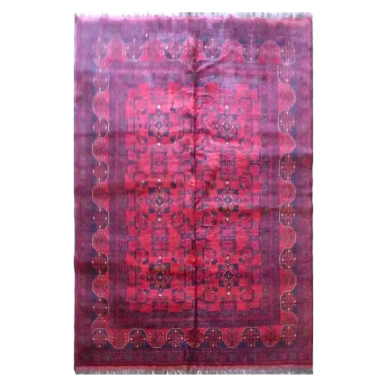 One Of The Kind Afghani Hand-Knotted Rug 9'5" x 7'0" Afg34: ABC Rugs Kilims Collection Hand-Knotted Rug Made With Natural Wool And Cotton 9'5'' X 7'0'' (Abc0) (Red, Blue) Hand knotted and meticulously crafted by Afghan artisans, this stunning Afghani Rug Hand 
