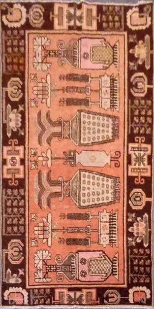 One Of The Kind Afghani Khotan Rug 8'0" x 4'0": ABC Rugs Kilims Collection East-Turkestan Hand-Knotted Khotan Natural Wool Rug From Khotan 8'0'' X 4'0'' (Abc0134855) (Rose, Brown) Hand knotted and meticulously crafted by Afghan artisans, this stunn