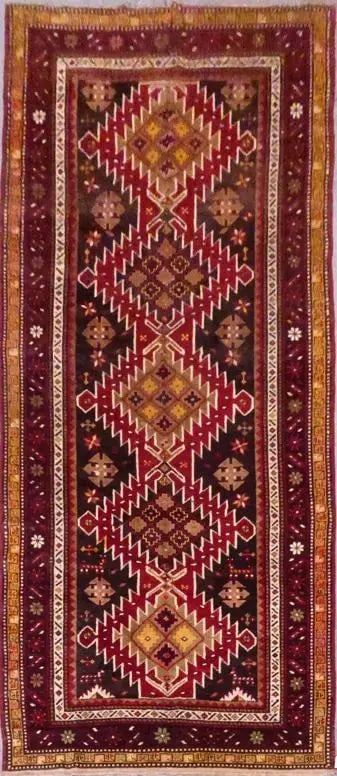 One Of The Kind Afghani Hand-Knotted Rug 9'9" x 4'3" Afg37: ABC Rugs Kilims Collection East-Turkestan Hand-Knotted Khotan Natural Wool Rug 9'9'' X 4'3'' (Abc03771) (Red, Brown) Hand knotted and meticulously crafted by Afghan artisans, this stunning Afghani Rug