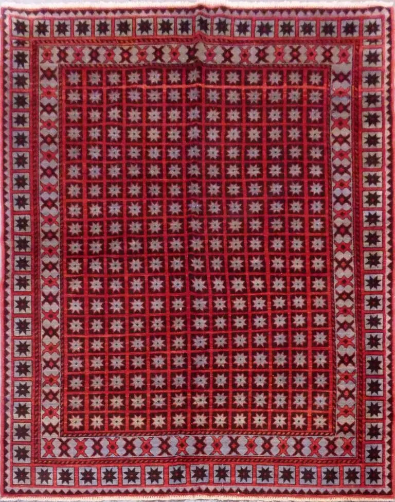 One Of The Kind Afghani Hand-Knotted Rug 7'5" x 5'9" Afg41: ABC Rugs Kilims Collection Afghani Tribal Hand-Knotted 100% Natural Wool Rug 7'5'' X 5'9'' (Abcr7001) (Red, Gray) Hand knotted and meticulously crafted by Afghan artisans, this stunning Afghani Rug Ha