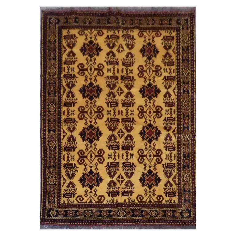 One Of The Kind Afghani Hand-Knotted Rug 9'5" x 6'4" Afg42: ABC Rugs Kilims Collection Afghani Traditional Style Hand-Knotted Natural Wool Rug 9'5'' X 6'4'' (Abcr1313075) (Gr16155) (Cream, Red, Brown) Hand knotted and meticulously crafted by Afghan artisans, t