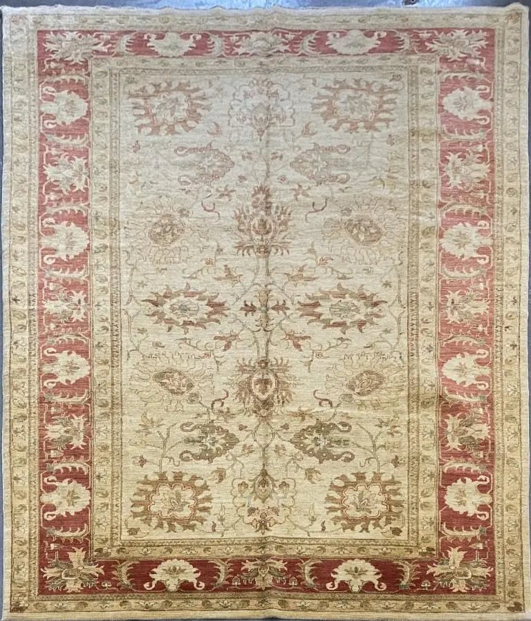Hand Knotted One Of The Kind Peshawar And Khotan Rug 6'8" x 11' Pes_Kho_294: ABC Rugs Kilims Collection Afghani Traditional Style Hand-Knotted Natural Wool Rug 6'8'' X 11' (Abcr0020056) (Rr10141) (Red, Brown) Hand knotted and meticulously crafted by Afghan artisans, this stunn