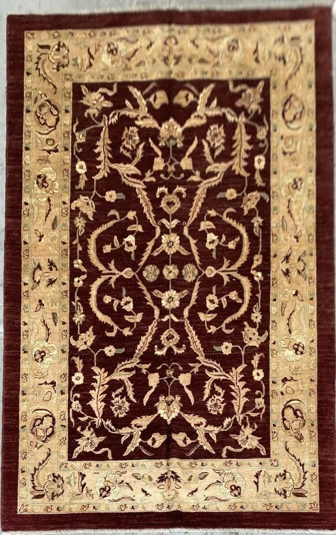 One Of The Kind Afghani Khotan Rug 6'9" x 9'8': ABC Rugs Kilims Collection Afghani Traditional Hand-Knotted Rug Made With Natural Wool 6'9'' X 9'8' (Abc166013) (Red, Cream) Hand knotted and meticulously crafted by Afghan artisans, this stunning Afg
