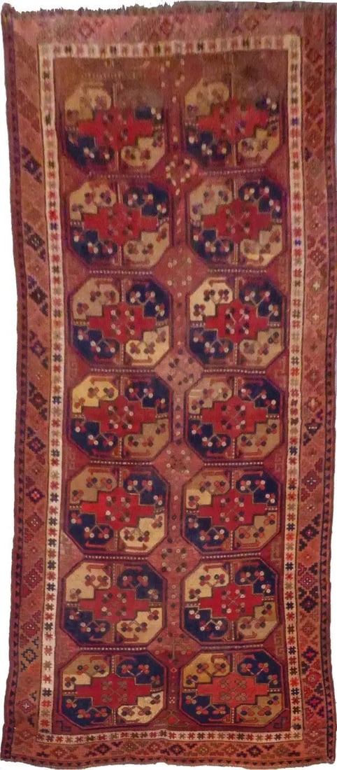 One Of The Kind Afghani Hand-Knotted Rug 5'0" x 9'11" Afg44: ABC Rugs Kilims Collection Afghani Sulamani Hand-Knotted Rug Made With Natural Wool And Cotton 5'0'' X 9'11'' (Abc2389472) (Red, Blue, Rose) Hand knotted and meticulously crafted by Afghan artisans, t