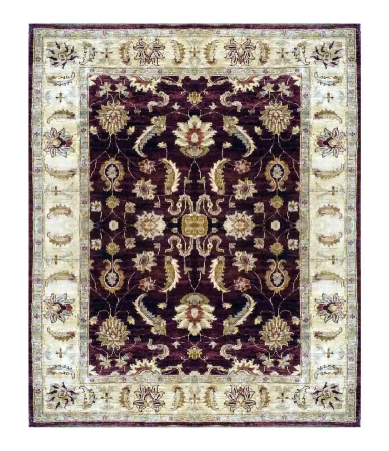 Hand Knotted One Of The Kind Peshawar And Khotan Rug 8'10" x 6'8" Pes_Kho_310: ABC Rugs Kilims Collection Afghani Oushak Hand-Knotted Rug Made With Natural Wool & Cotton 8'10 X 6'8 (Abc 3300) (Red, Cream) Hand knotted and meticulously crafted by Afghan artisans, this stunnin