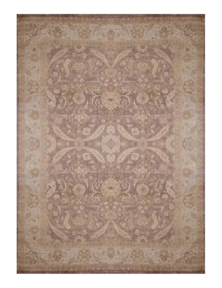 Hand Knotted One Of The Kind Peshawar And Khotan Rug 12'3" x 9'2" Pes_Kho_316: ABC Rugs Kilims Collection Afghani Oushak Hand-Knotted Rug Made With Natural Wool & Cotton 12'3 X 9'2 (Abc 1652) (Camel, Beige) Hand knotted and meticulously crafted by Afghan artisans, this stunn
