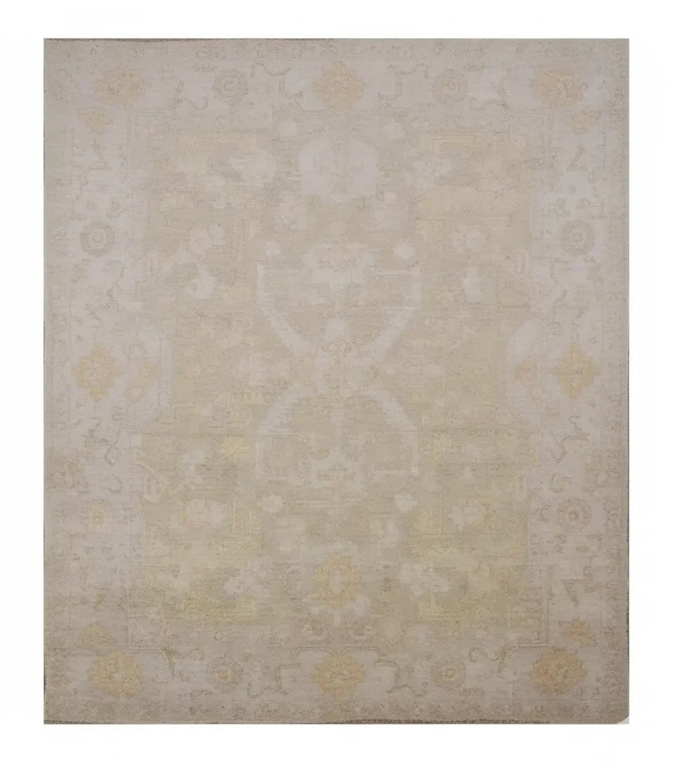 Hand Knotted One Of The Kind Peshawar And Khotan Rug 10'1" x 8'2" Pes_Kho_317: ABC Rugs Kilims Collection Afghani Oushak Hand-Knotted Rug Made With Natural Wool & Cotton 10'1 X 8'2 (Abc 0) (Beige) Hand knotted and meticulously crafted by Afghan artisans, this stunning Afghan