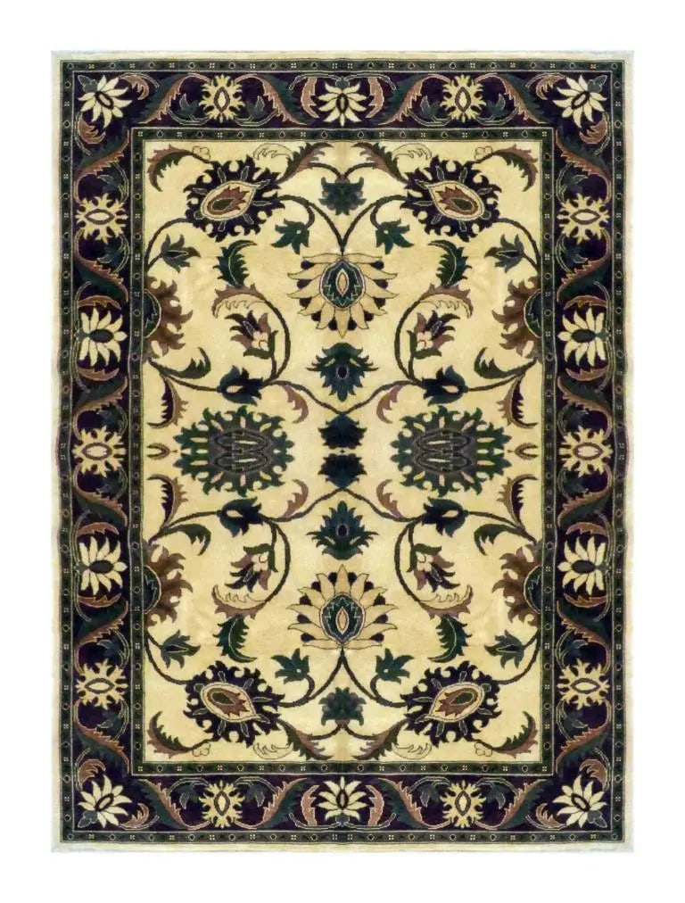 Hand Knotted One Of The Kind Peshawar And Khotan Rug 10'4" x 7'2" Pes_Kho_318: ABC Rugs Kilims Collection Afghani Oushak Hand-Knotted Rug Made With Natural Wool & Cotton 10'4 X 7'2 (Abc 20359) (Cream, Brown) Hand knotted and meticulously crafted by Afghan artisans, this stun