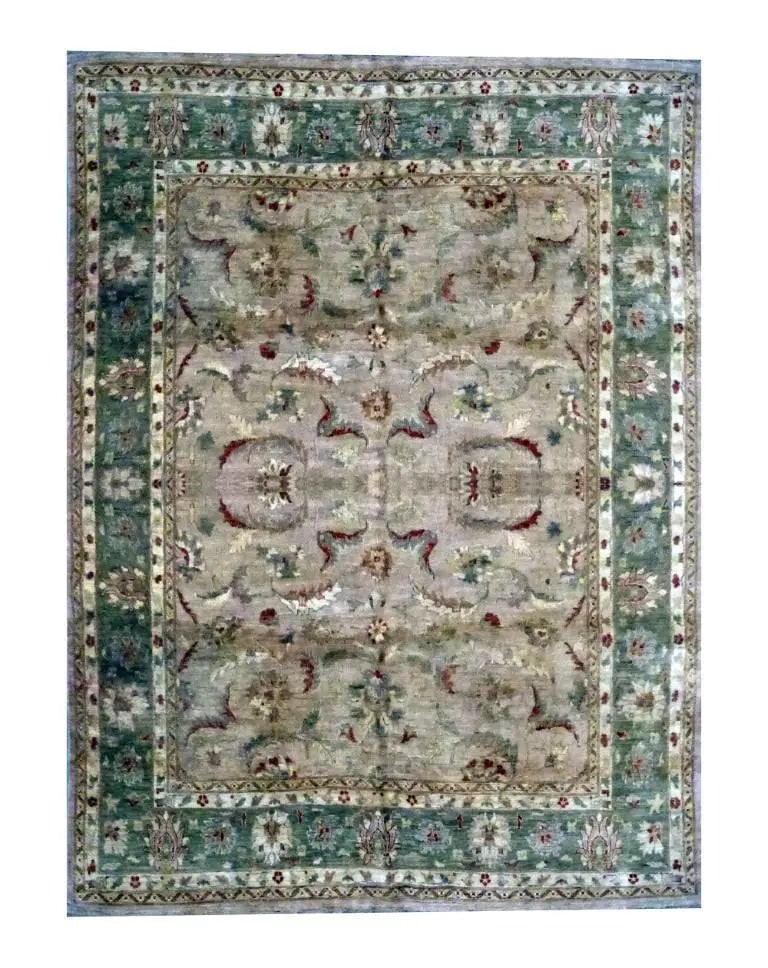Hand Knotted One Of The Kind Peshawar And Khotan Rug 10' x 7'1" Pes_Kho_319: ABC Rugs Kilims Collection Afghani Oushak Hand-Knotted Rug Made With Natural Wool & Cotton 10' X 7'1 (Abc 1651) (Beige, Green) Hand knotted and meticulously crafted by Afghan artisans, this stunni