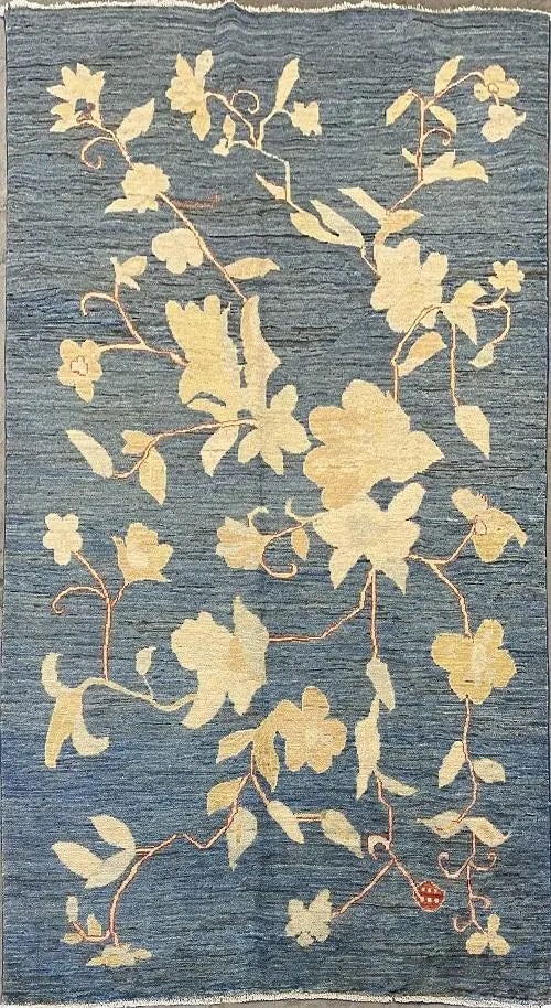 Hand Knotted One Of The Kind Peshawar And Khotan Rug 5'6" x 7'8" Pes_Kho_335: ABC Rugs Kilims Collection Afghani Khotan Traditional Style Hand-Knotted Natural Wool Rug 5'6'' X 7'8 (Abcr6003) (Rr11587) (Cream, Gray) Hand knotted and meticulously crafted by Afghan artisans, this 