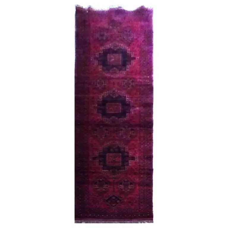 One Of The Kind Afghani Hand-Knotted Rug 9'8" x 2'7" Afg47: ABC Rugs Kilims Collection Afghani Kabul Hand-Knotted Rug Made With Natural Wool And Cotton 9'8'' X 2'7'' (Abc4139) (Red, Blue) Hand knotted and meticulously crafted by Afghan artisans, this stunning 