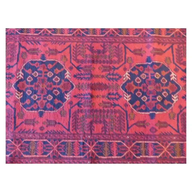 One Of The Kind Afghani Hand-Knotted Rug 12'6" x 2'10" Afg59: ABC Rugs Kilims Collection Afghani Kabul Hand-Knotted Rug Made With Natural Wool And Cotton 12'6'' X 2'10'' (Abc4266) (Red, Blue) Hand knotted and meticulously crafted by Afghan artisans, this stunnin