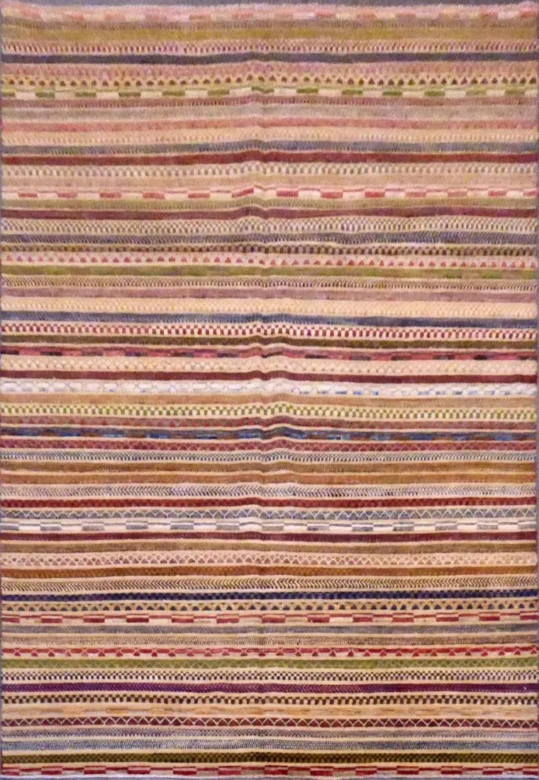 Hand Knotted One Of The Kind Peshawar And Khotan Rug 9'7" x 6'7" Pes_Kho_345: ABC Rugs Kilims Collection Afghani Hand-Knotted Rug Made With Natural Wool And Cotton 9'7'' X 6'7'' (Abc3312) (Cream, Red, Blue) Hand knotted and meticulously crafted by Afghan artisans, this stunning