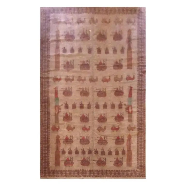 Hand Knotted One Of The Kind Peshawar And Khotan Rug 6'8" x 9' Pes_Kho_346: ABC Rugs Kilims Collection Afghani Hand-Knotted Rug Made With Natural Wool And Cotton 6'8'' X 9' (Abc157143)(Cream, Camel) Hand knotted and meticulously crafted by Afghan artisans, this stunning Afgha