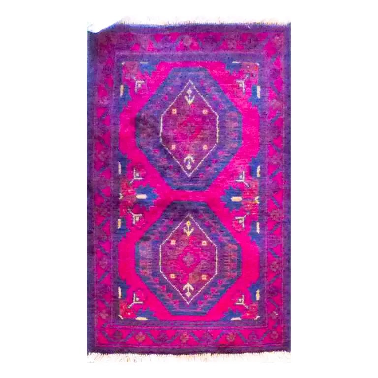 One Of The Kind Afghani Hand-Knotted Rug 5'0" x 3'0" Afg62: ABC Rugs Kilims Collection Afghani Hand-Knotted Rug Made With Natural Wool & Cotton From Kabul 5'0'' X 3'0 (Abc4280) (Red, Purple, Blue) Hand knotted and meticulously crafted by Afghan artisans, t