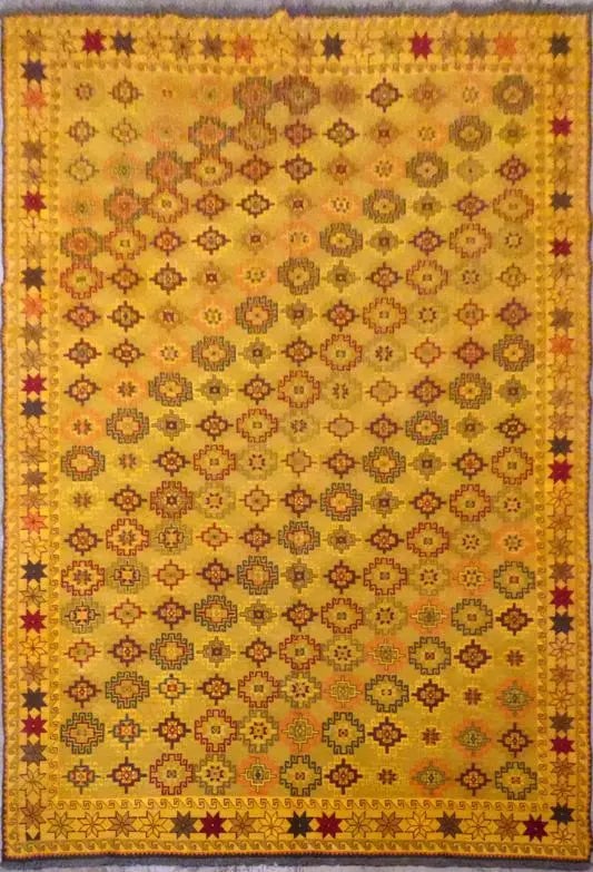 One Of The Kind Afghani Khotan Rug 9'4" x 7'1": ABC Rugs Kilims Collection Afghani Hand-Knotted 100% Natural Wool Sumak Rug 9'4'' X 7'1'' (Abcr21940) (Cream, Red) Hand knotted and meticulously crafted by Afghan artisans, this stunning Afghani Rug H