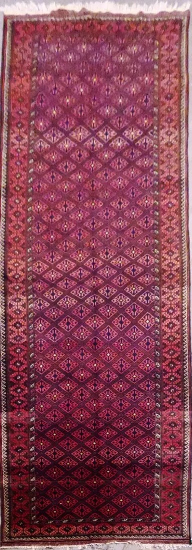 One Of The Kind Afghani Hand-Knotted Rug 14'6" x 5'1" Afg69: ABC Rugs Kilims Collection Afghani Hand-Knotted Natural Wool Balouch Design Rug 14'6'' X 5'1'' (Abcr021927) (Red, Blue) Hand knotted and meticulously crafted by Afghan artisans, this stunning Afghani 