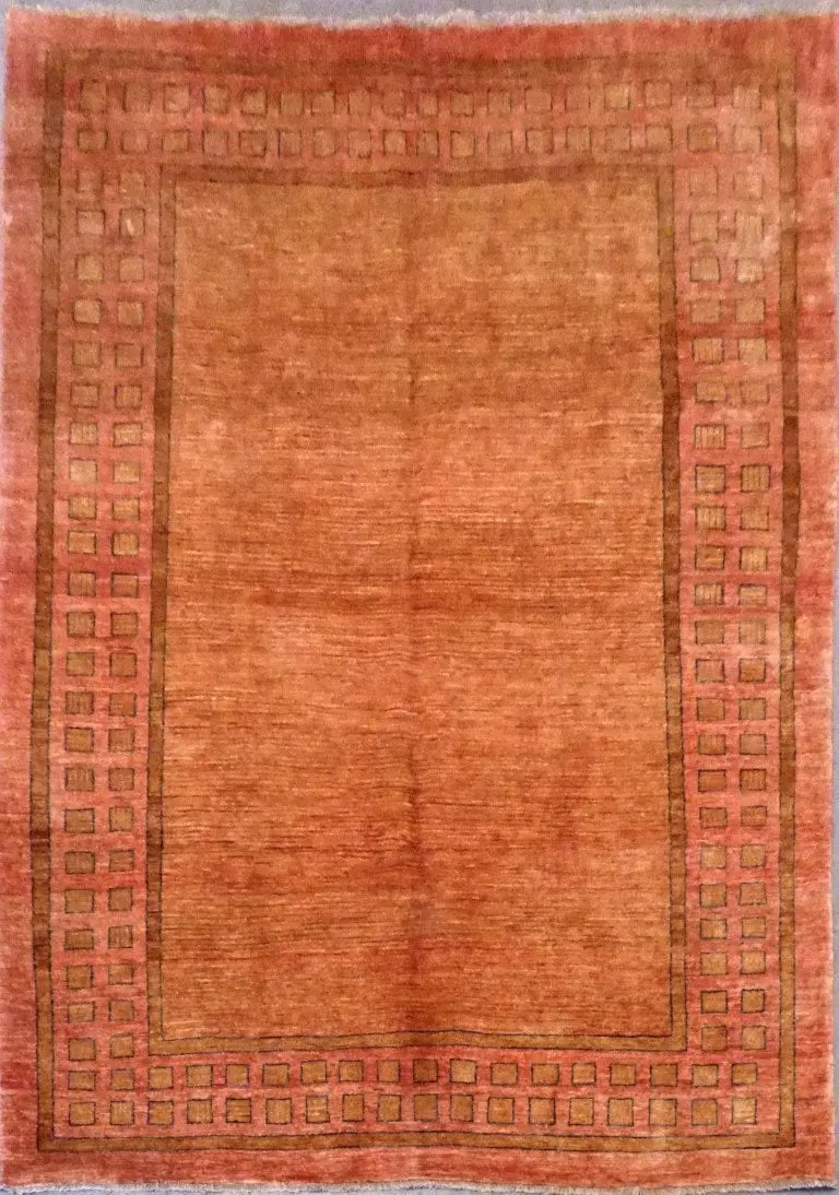 One Of The Kind Afghani Khotan Rug 6'6" x 9'4": ABC Rugs Kilims Collection Afghani Gabeh Hand-Knotted Rug Made With Natural Wool And Cotton 6'6'' X 9'4'' (Abc0020060) (Red, Orange) Hand knotted and meticulously crafted by Afghan artisans, this stun