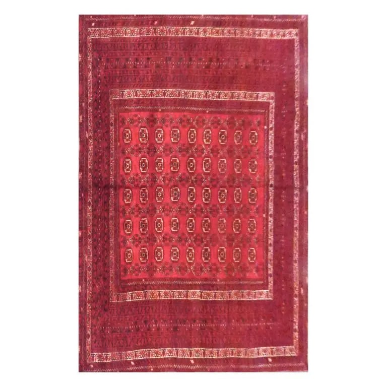 One Of The Kind Afghani Hand-Knotted Rug 9' x 6'6" Afg75: ABC Rugs Kilims Collection Afghani Hand-Knotted Rug Made With Natural Wool And Cotton 9' X 6'6'' (Abc166107) (Red, Cream) Hand knotted and meticulously crafted by Afghan artisans, this stunning Afghan