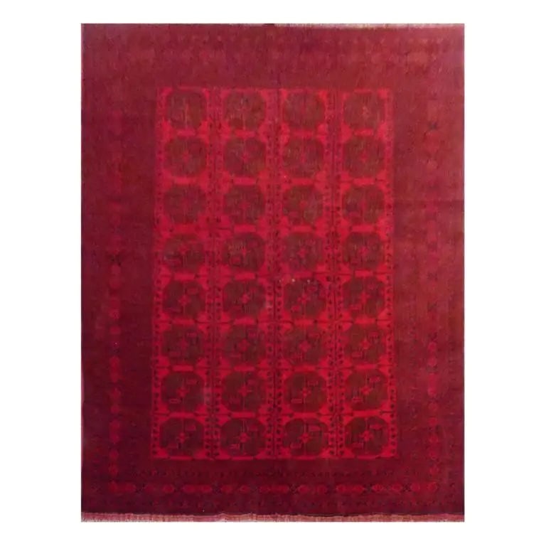 One Of The Kind Afghani Hand-Knotted Rug 8'4" x 11'5" Afg78: ABC Rugs Kilims Collection Afghani Hand-Knotted Rug Made With Natural Wool And Cotton 8'4'' X 11'5'' (Abc166175) (Red) Hand knotted and meticulously crafted by Afghan artisans, this stunning Afghani R