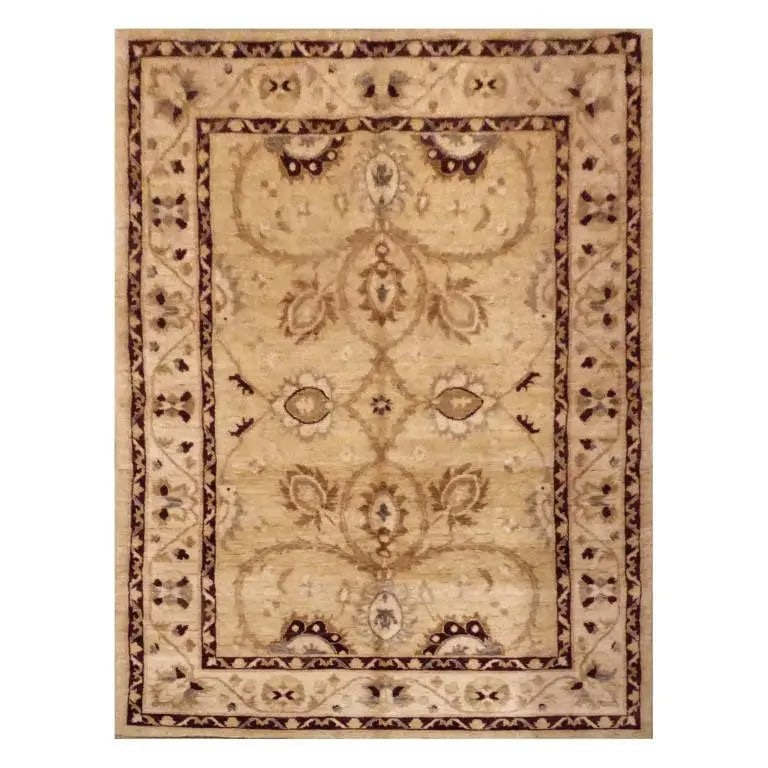 Hand Knotted One Of The Kind Peshawar And Khotan Rug 8' x 4'11" Pes_Kho_356: ABC Rugs Kilims Collection Afghani Hand-Knotted Rug Made With Natural Wool And Cotton 8' X 4'11'' (Abc1609) (Cream, Camel, Red) Hand knotted and meticulously crafted by Afghan artisans, this stunning 