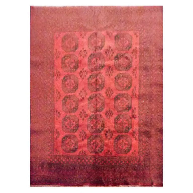 One Of The Kind Afghani Hand-Knotted Rug 6'7" x 8'8" Afg84: ABC Rugs Kilims Collection Afghani Hand-Knotted Rug Made With Natural Wool And Cotton 6'7'' X 8'8'' (Abc20069) (Red, Brown) Hand knotted and meticulously crafted by Afghan artisans, this stunning Afgh