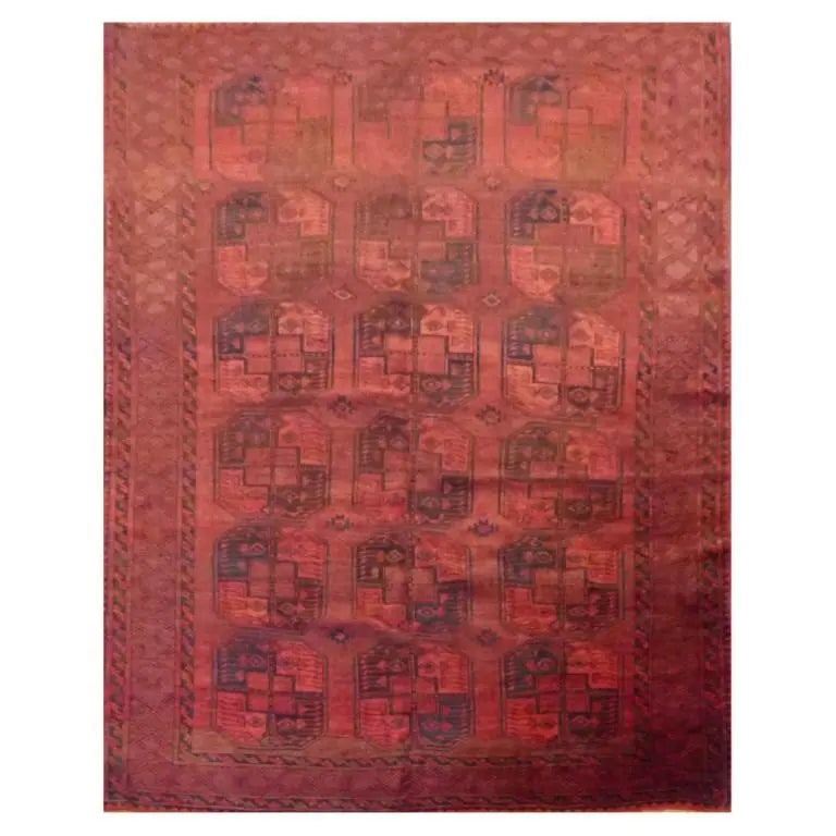 One Of The Kind Afghani Hand-Knotted Rug 6'6" x 7'8" Afg86: ABC Rugs Kilims Collection Afghani Hand-Knotted Rug Made With Natural Wool And Cotton 6'6'' X 7'8'' (Abc48881) (Red, Brown) Hand knotted and meticulously crafted by Afghan artisans, this stunning Afgh