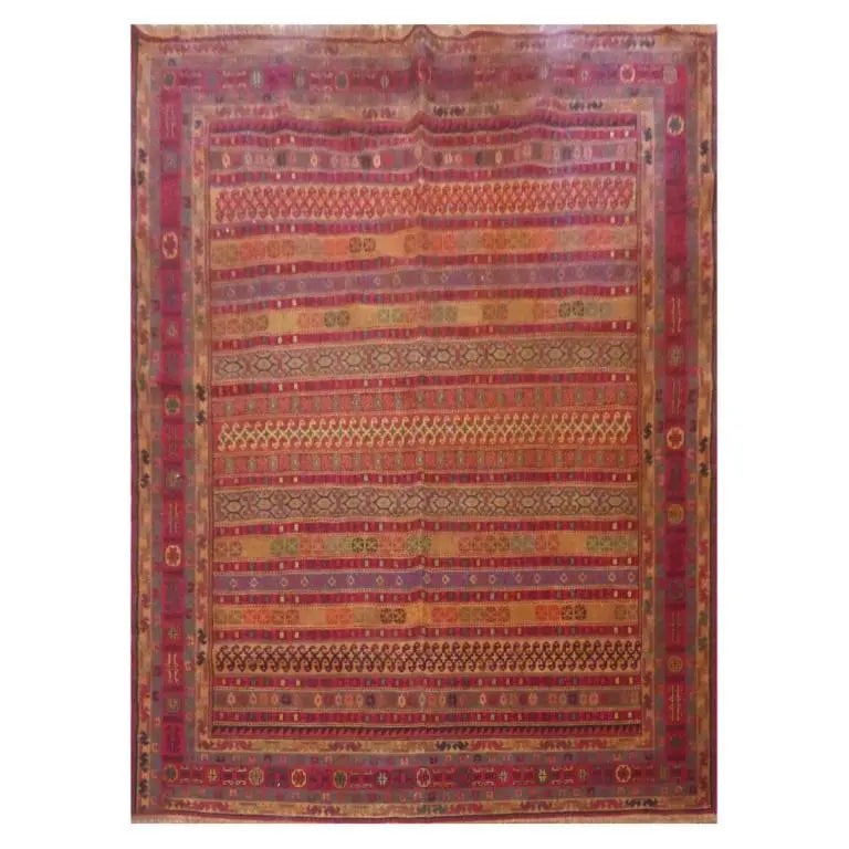 One Of The Kind Afghani Khotan Rug 6'4" x 6'8": ABC Rugs Kilims Collection Afghani Hand-Knotted Rug Made With Natural Wool And Cotton 6'4'' X 6'8'' (Abcn217) (Red, Camel) Hand knotted and meticulously crafted by Afghan artisans, this stunning Afgha