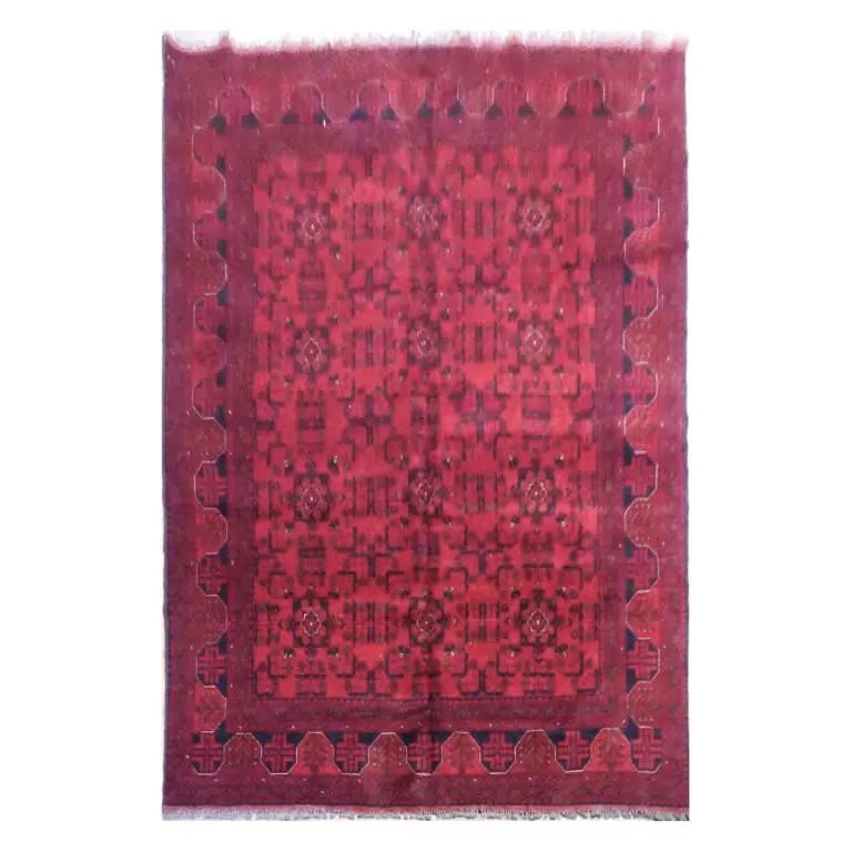 One Of The Kind Afghani Hand-Knotted Rug 6'10" x 9'8" Afg88: ABC Rugs Kilims Collection Afghani Hand-Knotted Rug Made With Natural Wool And Cotton 6'10'' X 9'8'' (Abc4001) (Red, Blue) Hand knotted and meticulously crafted by Afghan artisans, this stunning Afgha