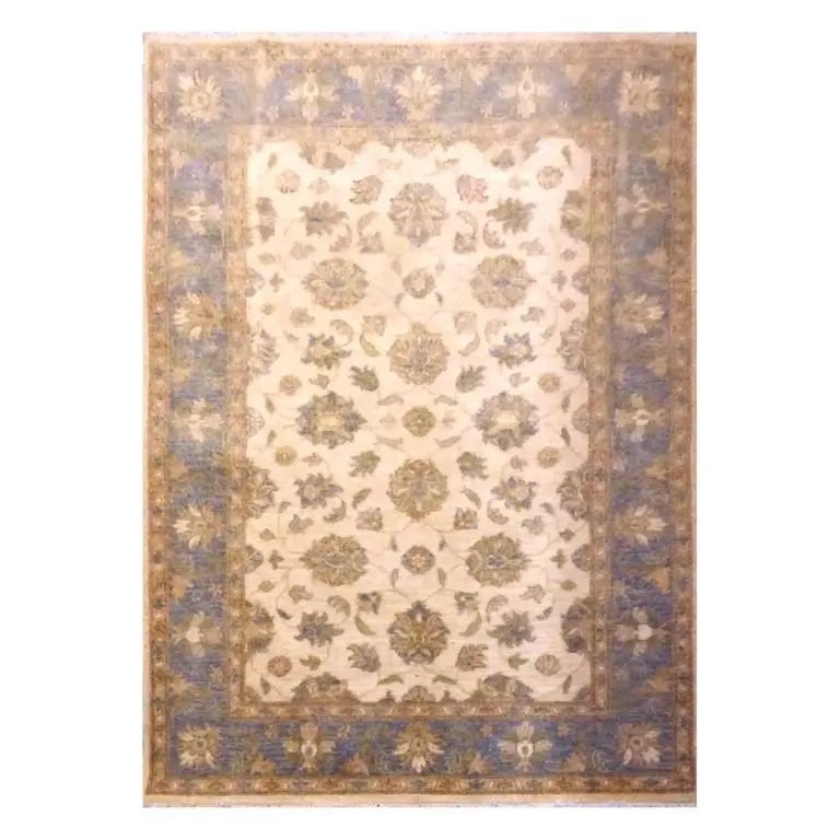 Hand Knotted One Of The Kind Peshawar And Khotan Rug 5'8" x 4' Pes_Kho_357: ABC Rugs Kilims Collection Afghani Hand-Knotted Rug Made With Natural Wool And Cotton 5'8'' X 4' (Abc0) (Cream, Camel, Blue) Hand knotted and meticulously crafted by Afghan artisans, this stunning Afg