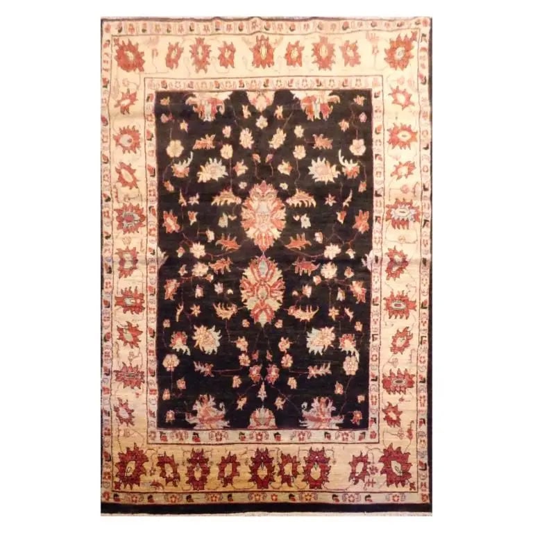 Hand Knotted One Of The Kind Peshawar And Khotan Rug 5'4" x 8' Pes_Kho_358: ABC Rugs Kilims Collection Afghani Hand-Knotted Rug Made With Natural Wool And Cotton 5'4'' X 8' (Abc21287) (Cream, Brown) Hand knotted and meticulously crafted by Afghan artisans, this stunning Afgha