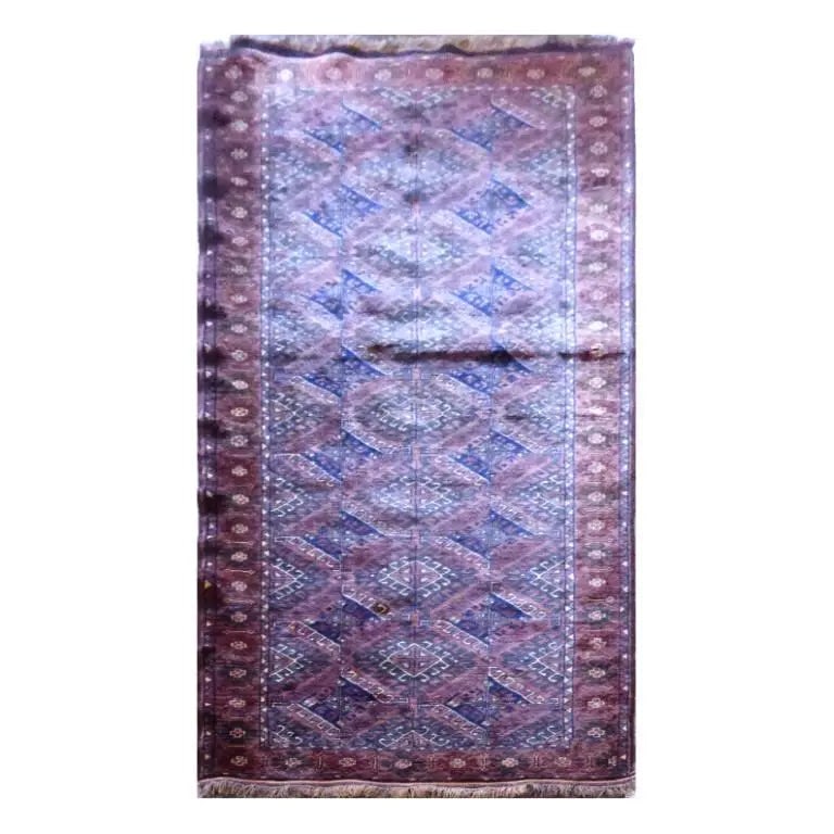 One Of The Kind Afghani Khotan Rug 3'4" x 9'2": ABC Rugs Kilims Collection Afghani Hand-Knotted Rug Made With Natural Wool And Cotton 3'4'' X 9'2'' (Abc20785) (Red, Blue) Hand knotted and meticulously crafted by Afghan artisans, this stunning Afgha