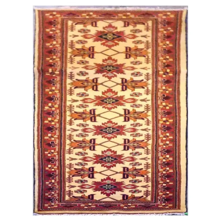 Hand Knotted One Of The Kind Peshawar And Khotan Rug 3' x 9'2" Pes_Kho_362: ABC Rugs Kilims Collection Afghani Hand-Knotted Rug Made With Natural Wool And Cotton 3' X 9'2'' (Abc20715) (Red, Cream) Hand knotted and meticulously crafted by Afghan artisans, this stunning Afghani