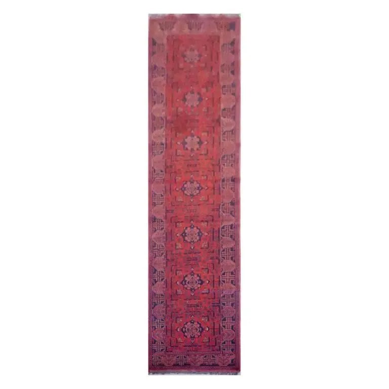 One Of The Kind Afghani Hand-Knotted Rug 2'9" x 15'11" Afg93: ABC Rugs Kilims Collection Afghani Hand-Knotted Rug Made With Natural Wool And Cotton 2'9'' X 15'11'' (Abc20731) (Red, Brown) Hand knotted and meticulously crafted by Afghan artisans, this stunning Af