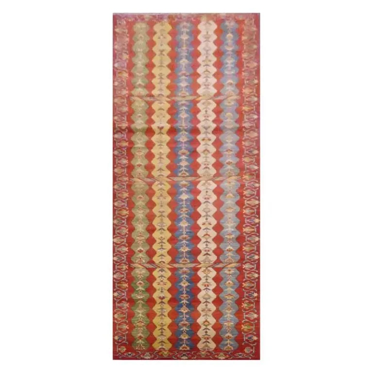 One Of The Kind Afghani Khotan Rug 2'8" x 12'5": ABC Rugs Kilims Collection Afghani Hand-Knotted Rug Made With Natural Wool And Cotton 2'8'' X 12'5'' (Abc2074) (Red, Blue) Hand knotted and meticulously crafted by Afghan artisans, this stunning Afgha