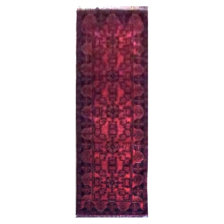 One Of The Kind Afghani Hand-Knotted Rug 113 x 32 Afg95: ABC Rugs Kilims Collection Afghani Hand-Knotted Rug Made With Natural Wool And Cotton 113 X 32 cm (Abc0) (Red, Black) Hand knotted and meticulously crafted by Afghan artisans, this stunning Afghani Ru